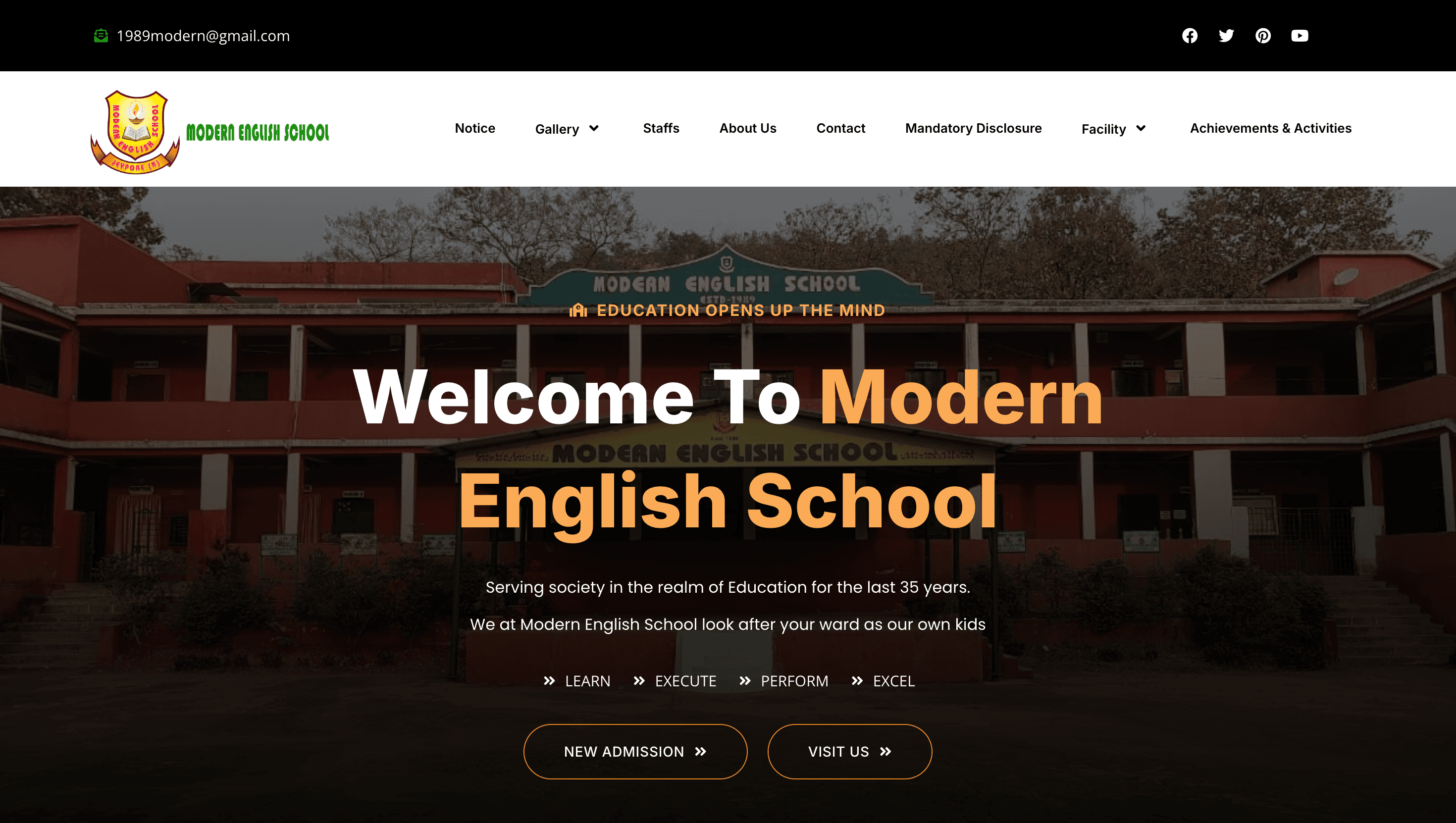 Modern English School — Educational Website project by Akash Muni